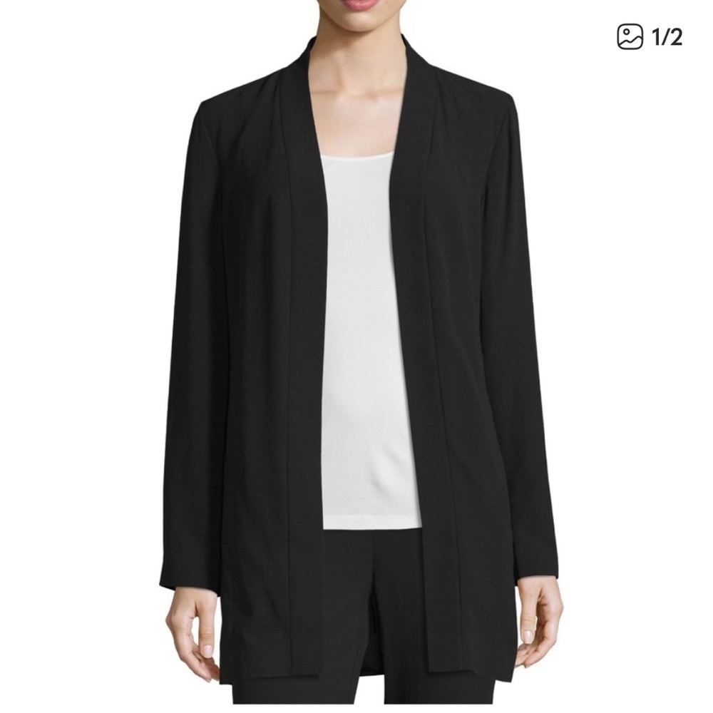 EILEEN FISHER 100% Silk Georgette Crepe Jacket in Black Size Small - Picture 1 of 12
